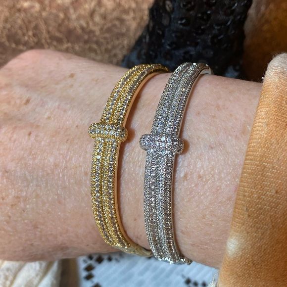 🔥 NWT HOT DESIGNER INSPIRED PROSECCO BRACELET SILVER MICRO PAVED BRACELET - Picture 4 of 12